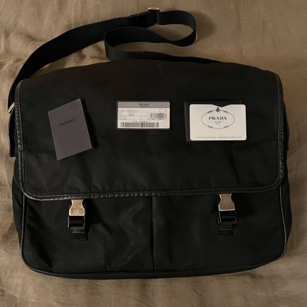 Prada Black Nylon Messenger Bag